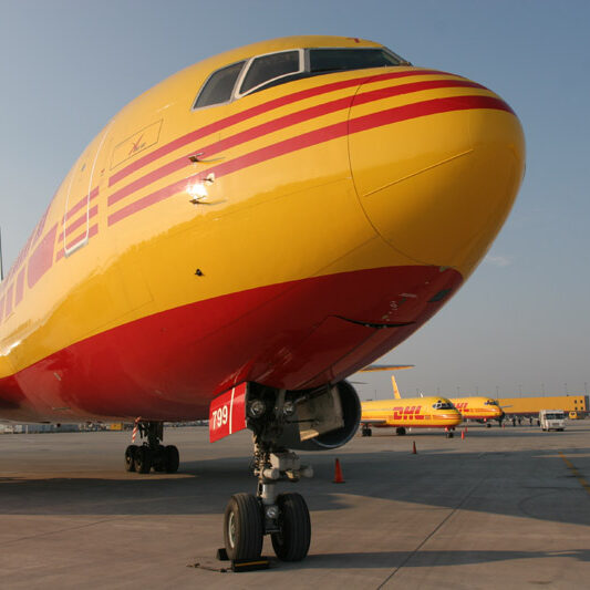 DHL Boeing 767 aircraft on the ground